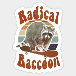 Radical raccoon on a skateboard retro Sticker